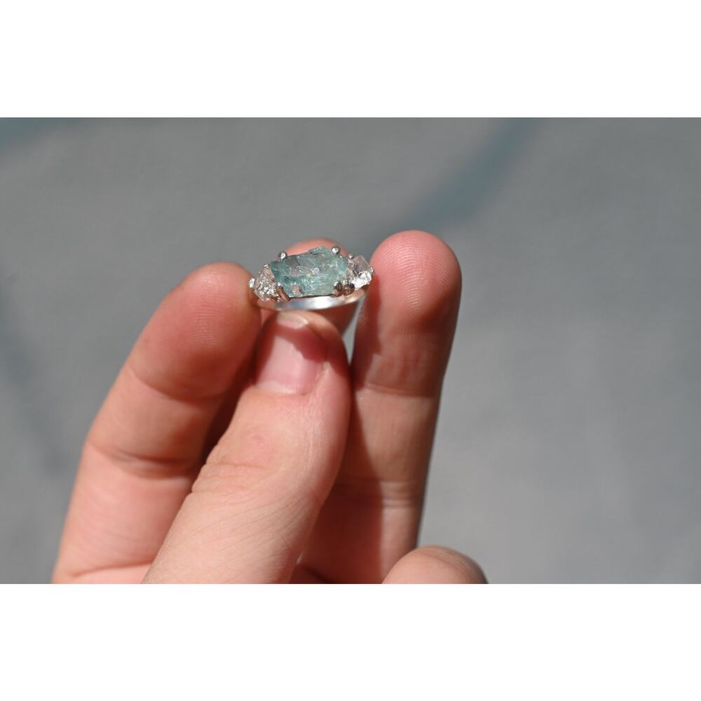 Aquamarine Ring Gothic Simple Promise Alternative Woman Boho Dainty Minimalist